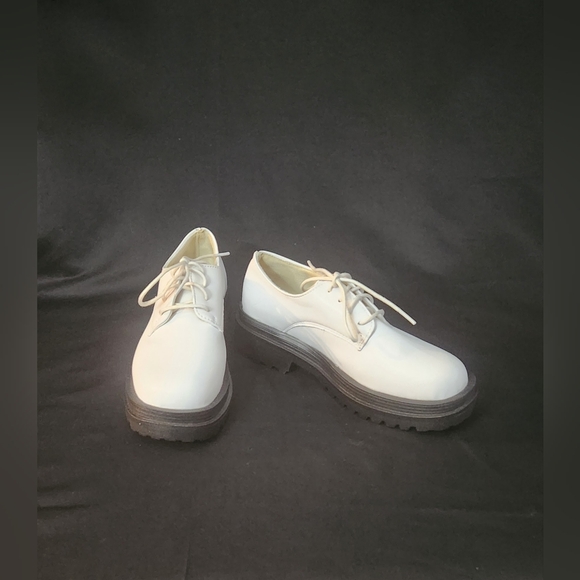 Women's White Chunky Oxfords Size 7.5 - Picture 12 of 16